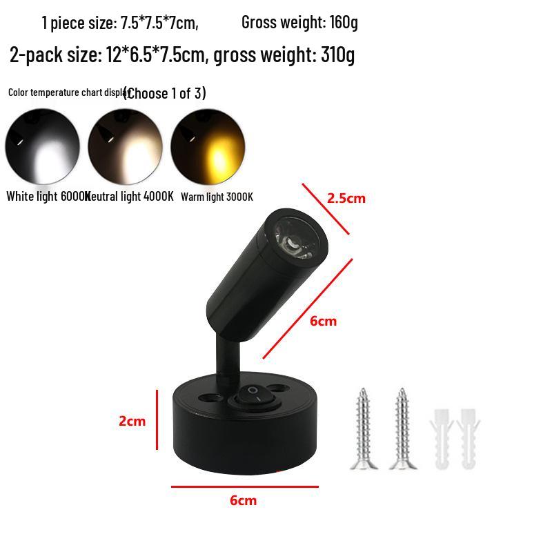 12V LED RV Bedside Spotlight 3W - Low Voltage Car/Boat/Yacht Reading Light