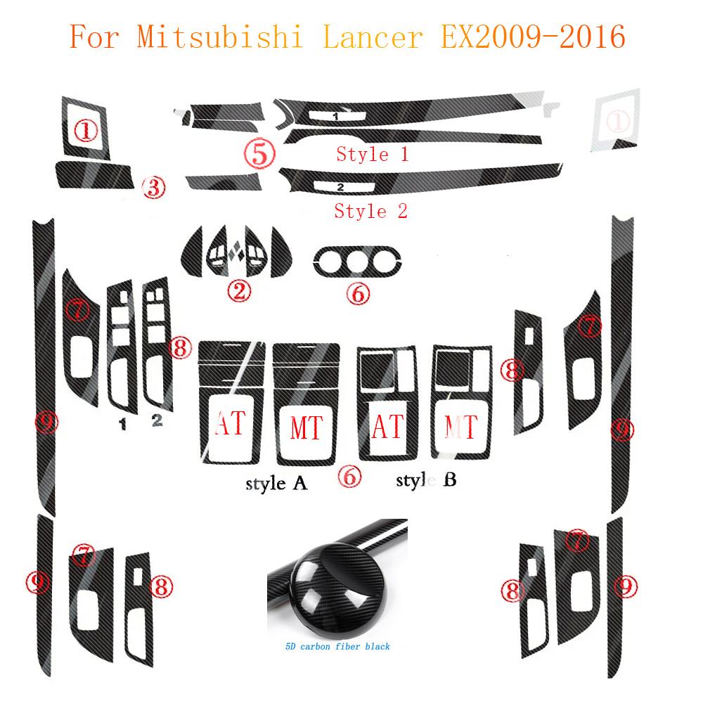 Für Mitsubishi Lancer EX 2009-2016 Innenraum Zentrales Bedienfeld Türgriff Kohlefaser Aufkleber Decals Autostyling Zubehör