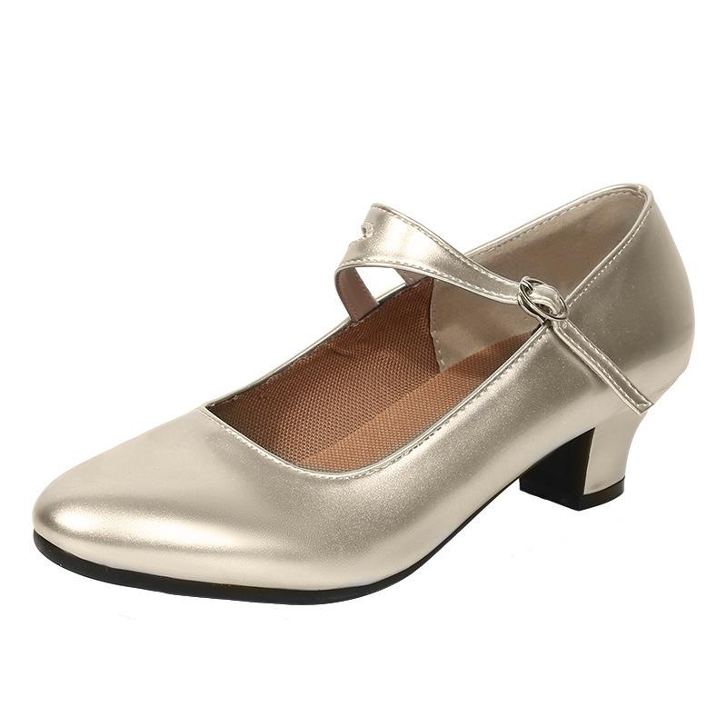 

Танцевальная обувь женская с мягкой подошвой, на среднем каблуке, взрослая, для танцев, для бальных танцев, для выступлений, серебристая, на все сезоны, для выступлений, одинарная обувь 2025 41 золотой