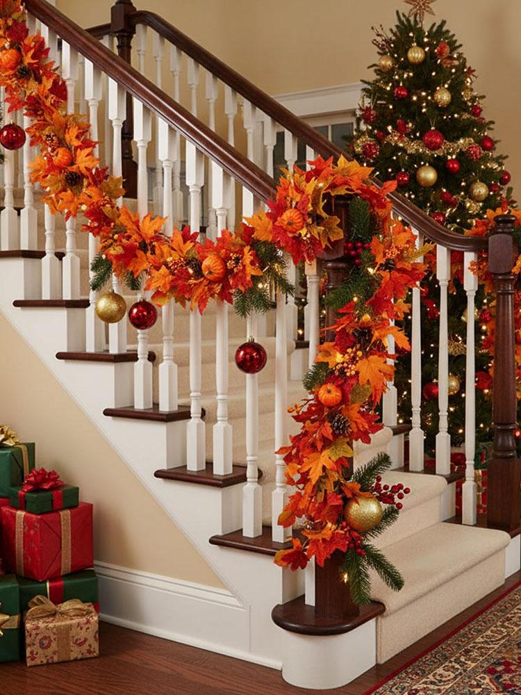 Simulatie Herfstblad Slingers Thanksgiving Hangende Deurkrans Kunstmatige Herfstbladeren Slingers Binnen Buiten Herfst Decoratie