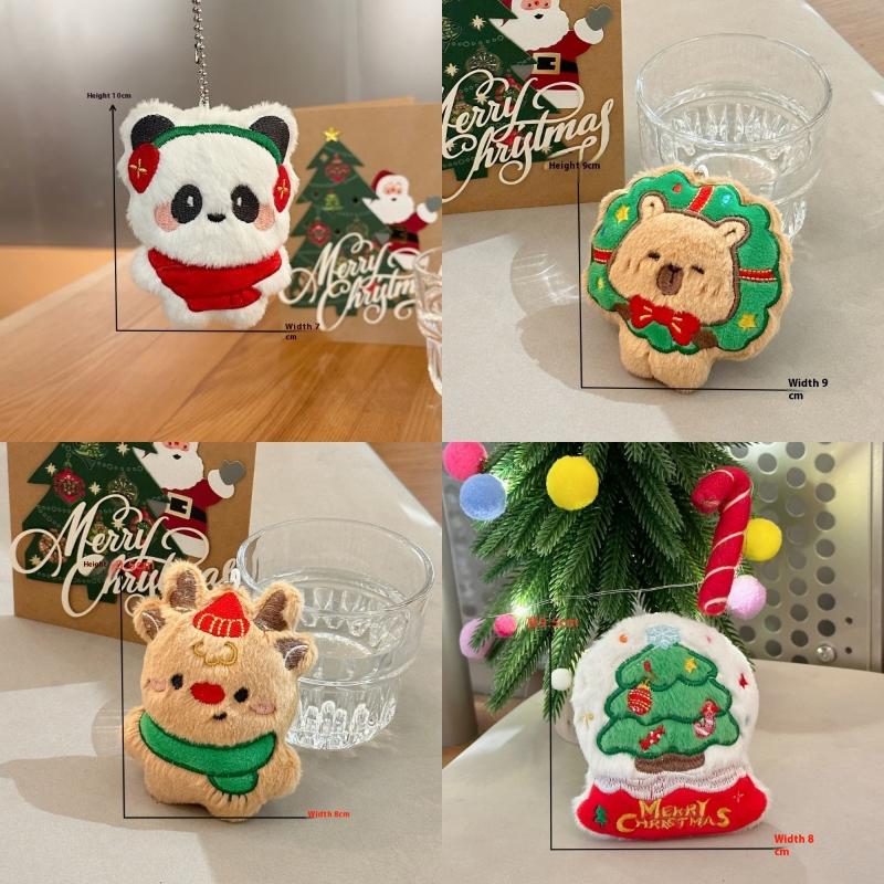 Cute Cartoon Christmas Plush Doll Pendant Keychain Kawaii Stuffed Doll Chain Backpack Pendant Car Key Chain Accessories Gifts