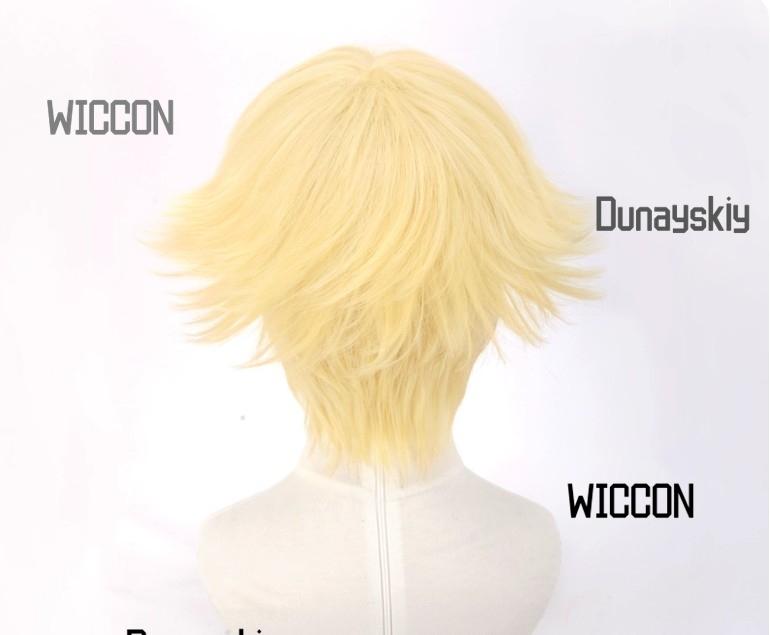 Hazbin Abel Neue Cosplay-Perücke Goldene Gespaltene Kurze Haare Perücke Cool Damen Herren Party Täglich Fans Geschenke Karneval Halloween