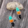 Vintage Bohemian Geometric Irregular Faux Stone Resin Women's Dangle Earrings Tibetan Statement Hook Wedding Party Jewelry