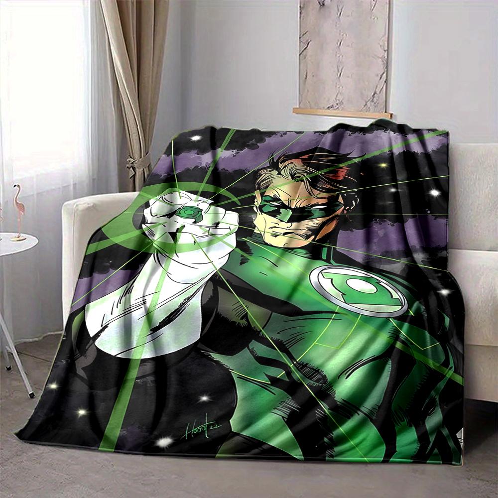 1Pc Green Lantern Power Flannel Blanket, Soft And Comfortable, Casual Warm, Camping Travel, Christmas, Halloween Xmas Gift. G113