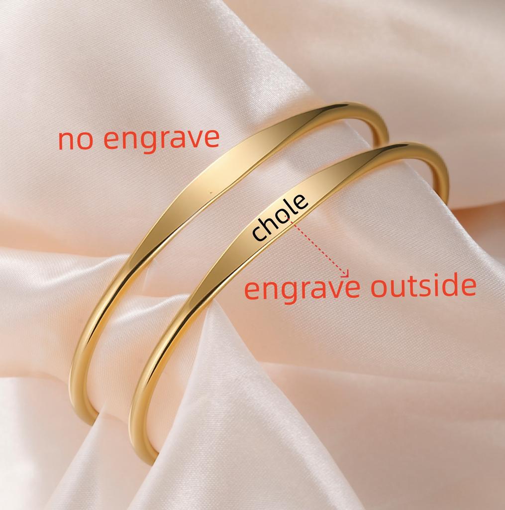 Custom Name Text Bangle Personalized Any Message Bracelet Engrave Text Cuff for Women Men Friend Stainless Steel Jewelry Gift