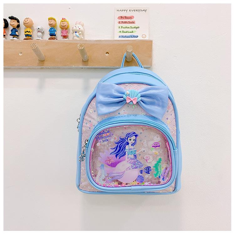 

School BagsChildren s bag girl outdoor leisure bow cute backpack small class baby snacks small синій