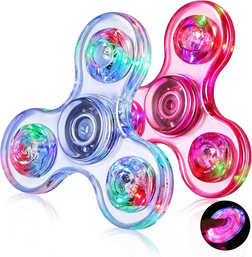 Gigilli Fidget Spinner Zestaw 2 szt., Upominki na przyjęcie LED Light Fidget Spinner Zabawka dla dzieci, Redukcja stresu, Zabawka sensoryczna przeciwlękowa, Ciemnoniebieski i Zielony