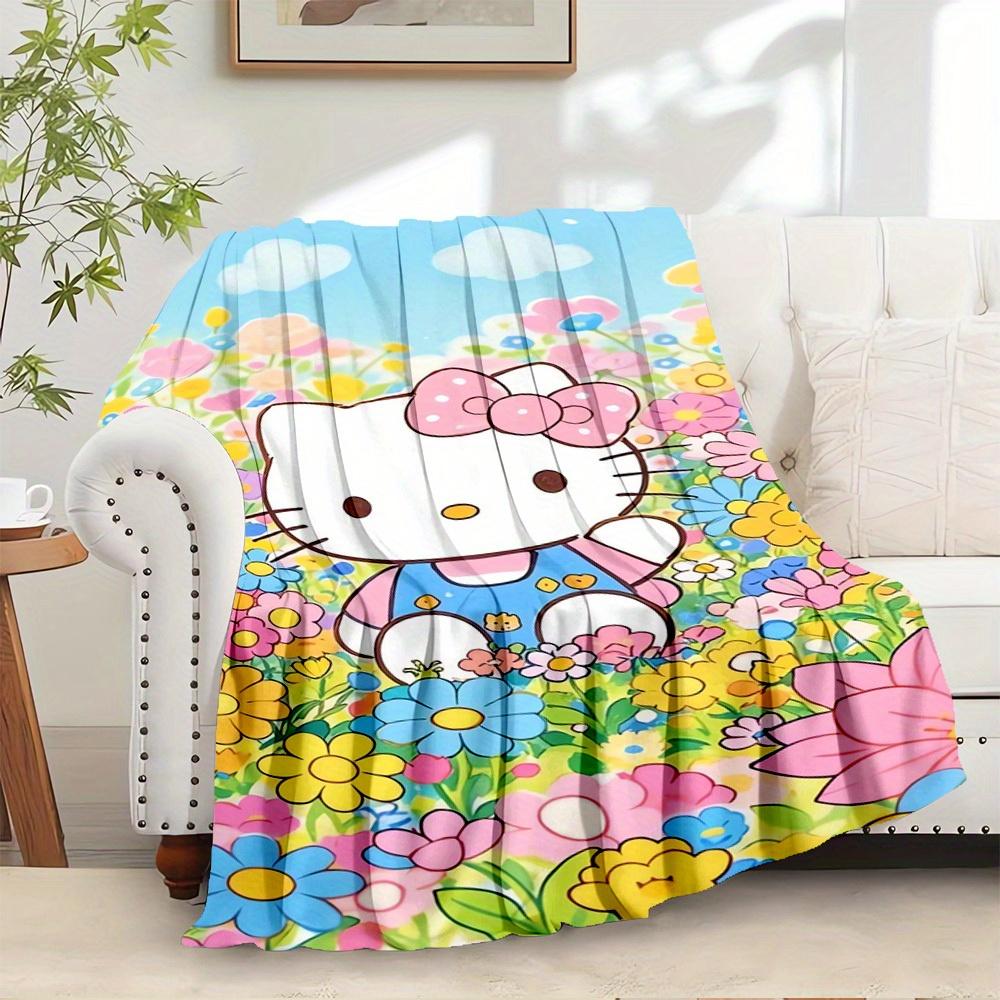 

1pc Hello Kitty Garden Print Blanket - Home Decor, Seasonal Universal, Comfortable, Machine Washable, Suitable for All Ages, Great Gift for 130x150cm