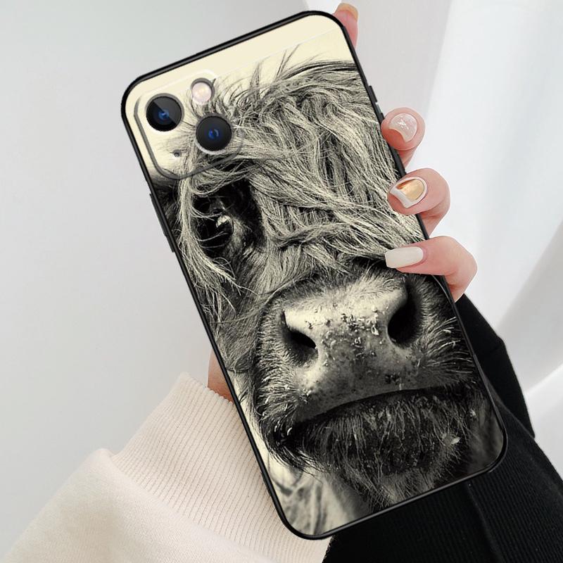 Cute Highland Cow Phone Case For iPhone 17 Pro Max 14 13 12 11 15 16 Pro Max mini 15 16 Plus 16e 17 Air Cover