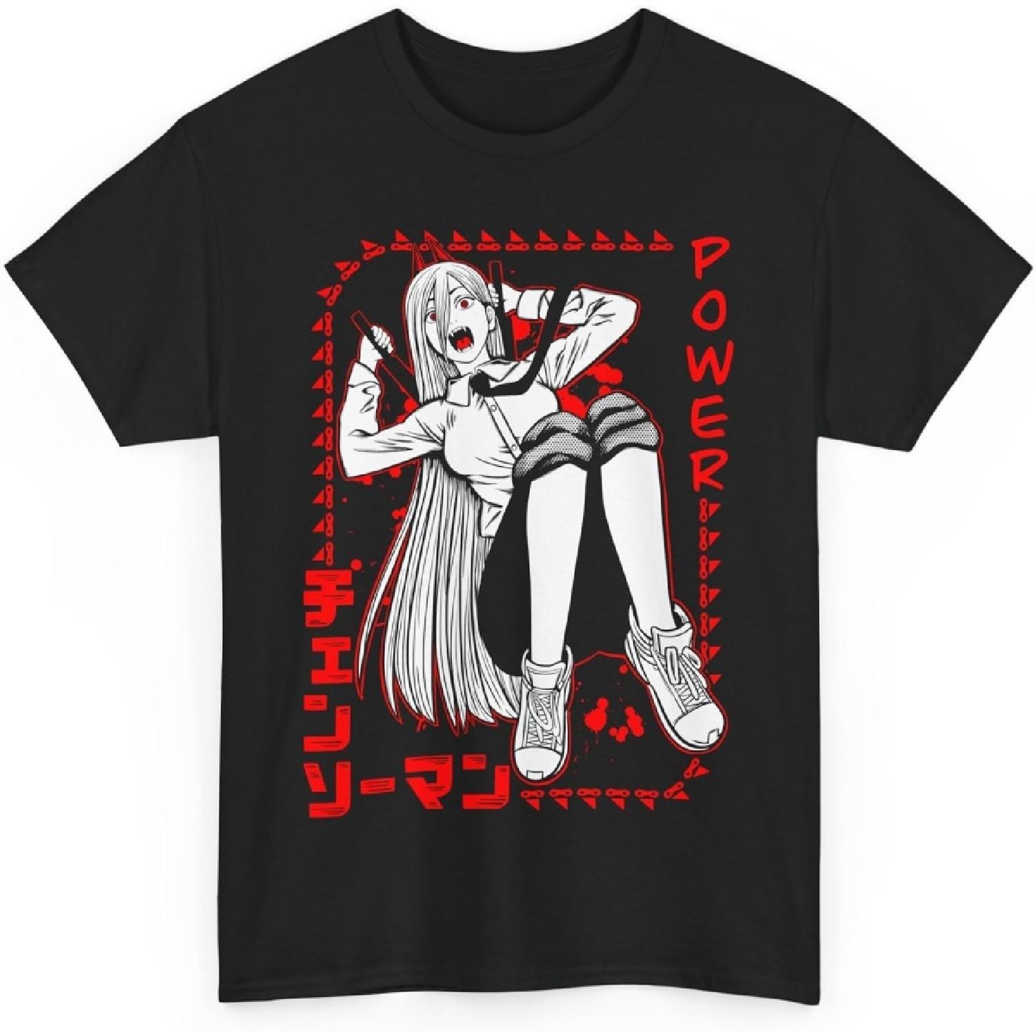 Power Chainsaw Devil Manga Anime T-Shirt Graphic Tee Men Vintage Unisex Gift Cotton Makima Denji Soft Shirt Special CSM S