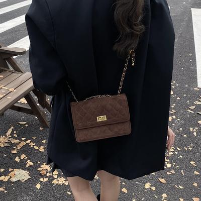 Premium Chain Small Square Bag Women's Autumn and Winter New Fashion Diamond Shoulder Bag Retro Messenger Bag