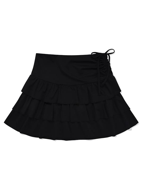 KIRSH Tiered Pleated Mini Skirt [Black]