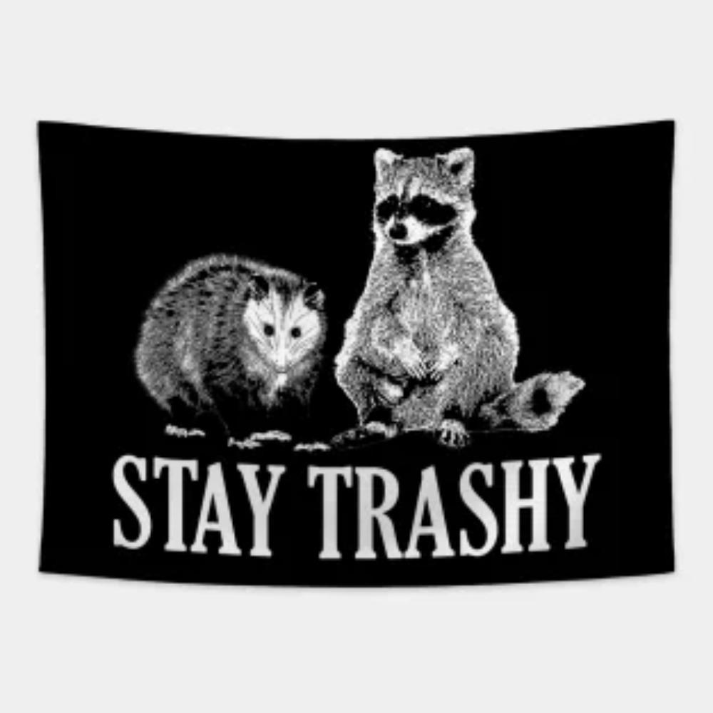 

Funny Raccoon Tapestry Quirky and Humorous Wall Art for a Playful Joyful and Delightfully Unique Decor Statement 74x94cm(29x37in)