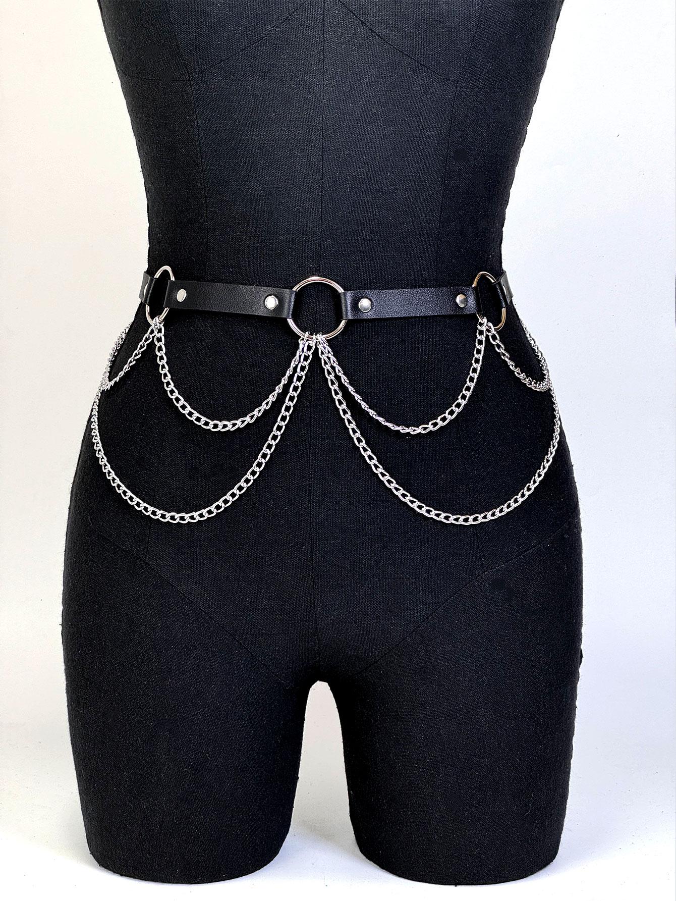 Dámsky opasok Body Harness Podprsenka Reťaz na Bondáž Hrudný Harness Kožené Spodné Prádlo Bdsm Fetish Oblečenie Gotické Dámske Traky Popruhy Adjustable black