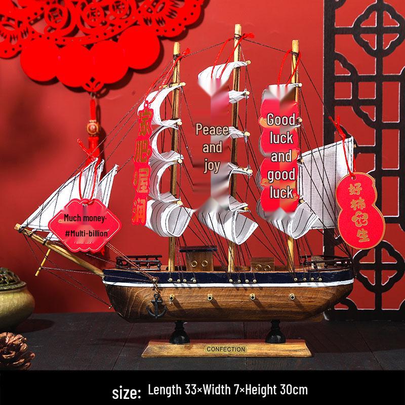 

Solid Wood Sailboat Model Ornament - Perfect for Home Decor and Gifts