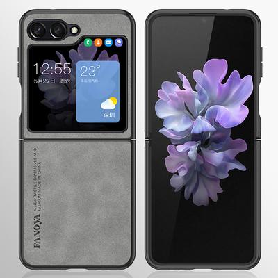 Für Samsung Galaxy Z Flip5 5G Hautgefühl Handyhülle Kratzfeste PU-Leder+PC Handyhülle