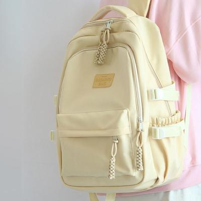 Portable Solid Fresh Color Backpack Large Capacity Nylon Students School Bag Korean Style Storage Bag Shoulder Bag Teenager