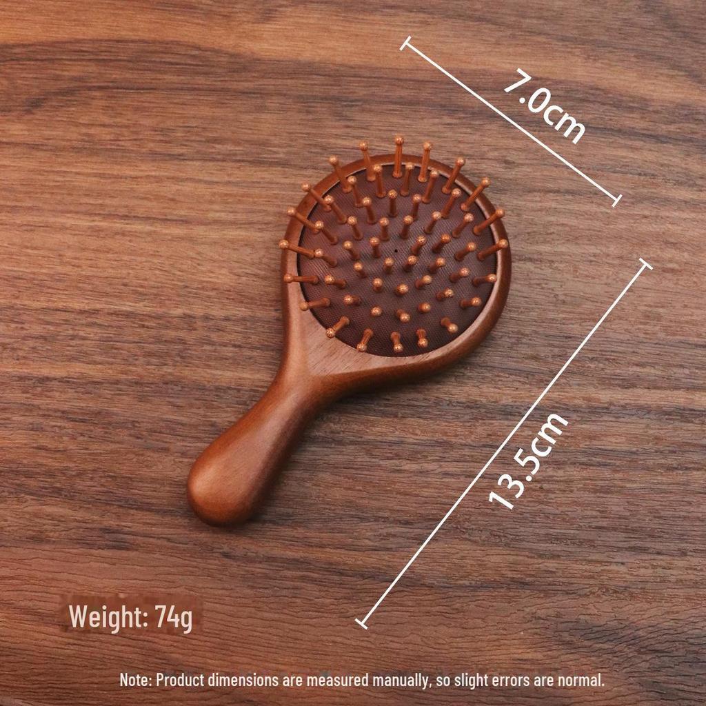 Mini Children's Sandalwood Air Cushion Massage Comb - Portable Wooden Comb for Girls