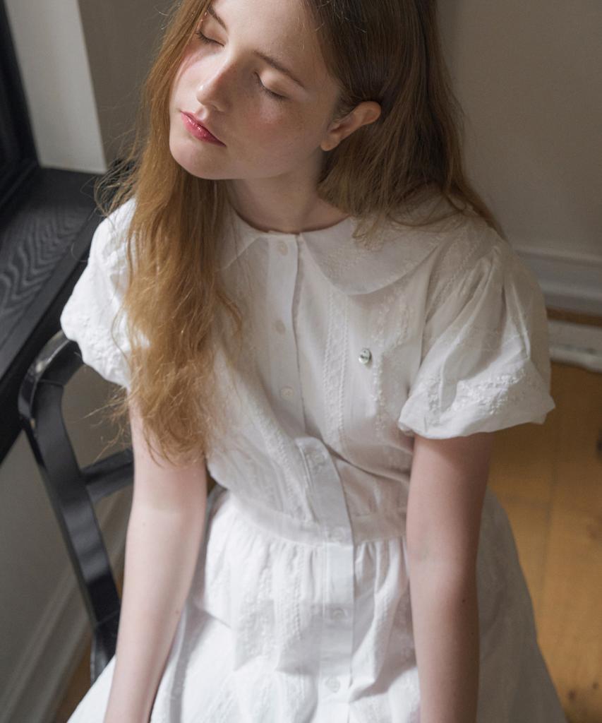 Heint Embroidery Semi-Loose Fit Summer Long One Piece_Ivory
