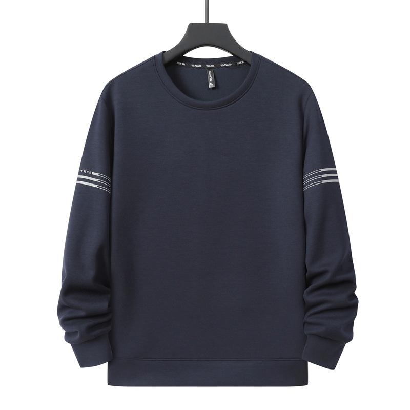 Men's Plus Size Hoodie, Cotton Long Sleeved T-shirt, Round Neck Undershirt, Casual Top