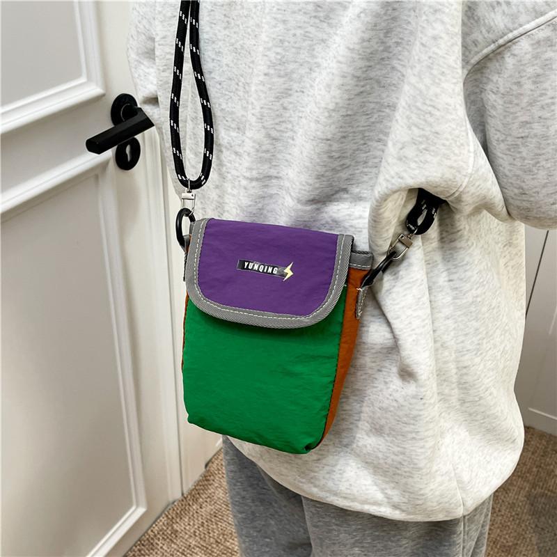 Nylon Crossbody Bag Mini Patch Color Block Design for Women Men Compact Phone Purse for Outdoor Events Travel