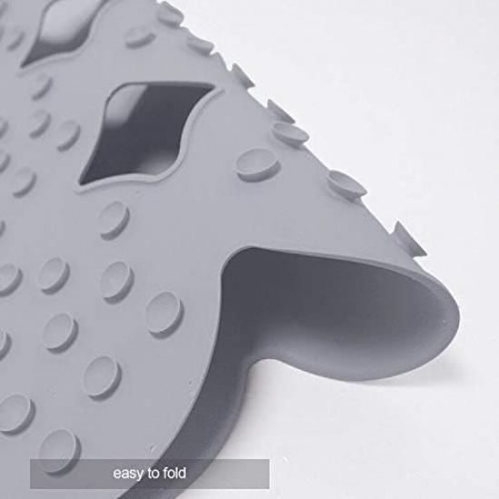 Patented Non Slip Bathtub Mat Shower Mat Bath Mat Tub Mats with Strong Suction Cups Soft Natural Rubber Bath Mat for Inside The tub (Circle-Grey,