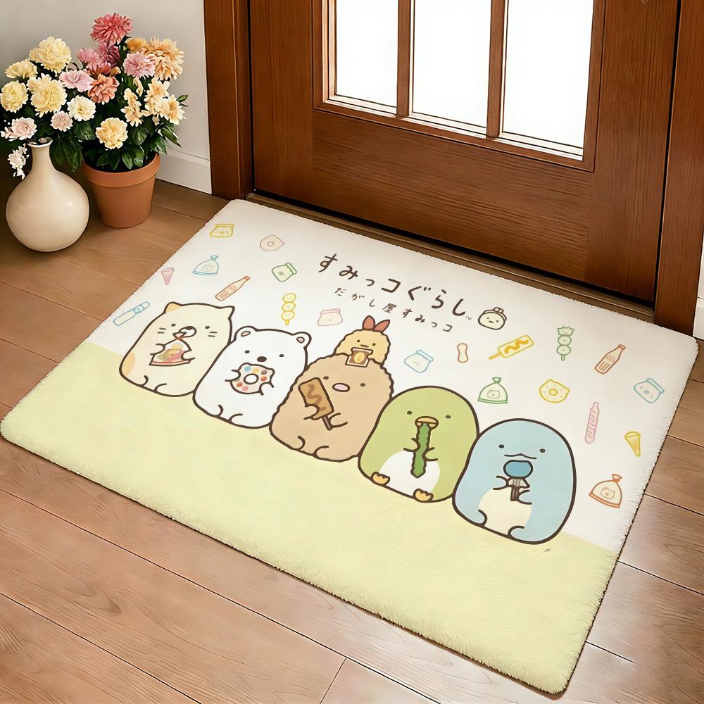 Kwaii Anime S-Sumikko Gurashi Floor Mat Cozy Flannel Soft Thick Non-Slip Mat For Living Room Bedroom Kitchen Decor Rugs