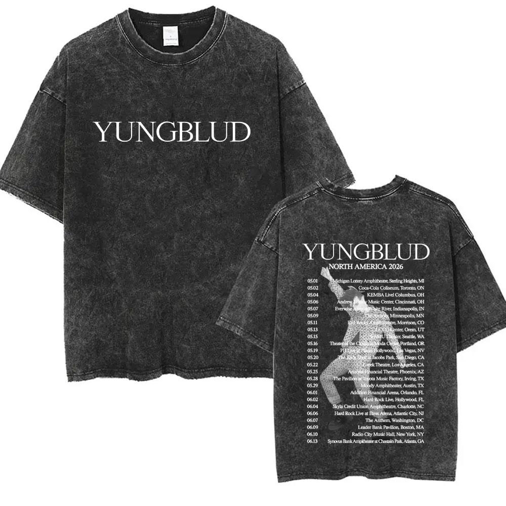 Gewaschenes Vintage Rockmusiker Yungblud Tour T-Shirt Herren Damen Retro Mode T-Shirt Männlich Lässig Übergroße T-Shirts Streetwear
