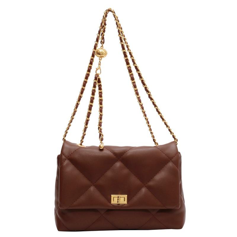 Black bag women's new fashion and high-end shoulder small square bag versatile chain messenger bag