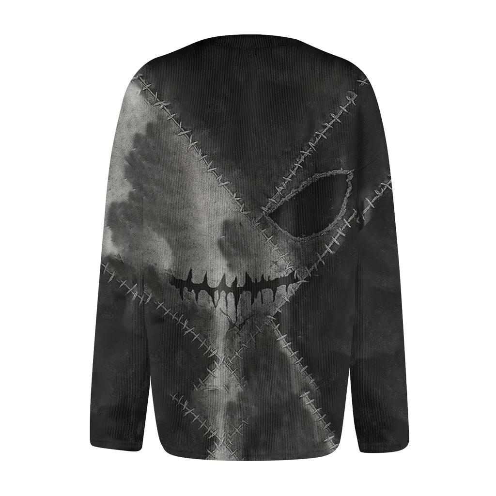 Women's Fashion Casual Knit Sweater Button-Up Halloween Printed  Cardigan Jacket