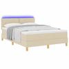 LED Boxspring Bed with LED Light Strips Cream 160 X 200 Cm Fabric