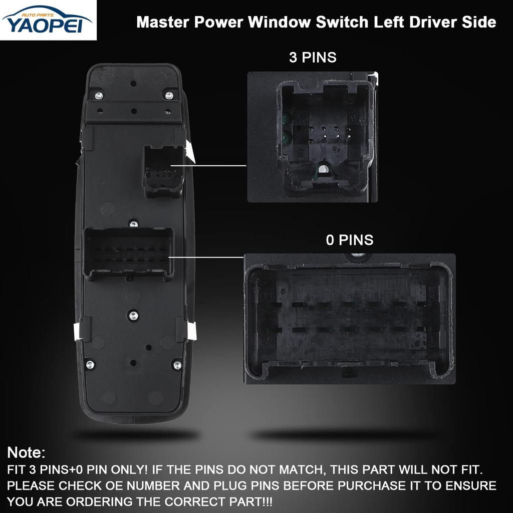 Master Power Window Switch Left Driver Side For Chrysler Town & Country 2012-2016, Dodge Grand Caravan 2012 2013 2014 2015 2016 2017 2018  For Ram