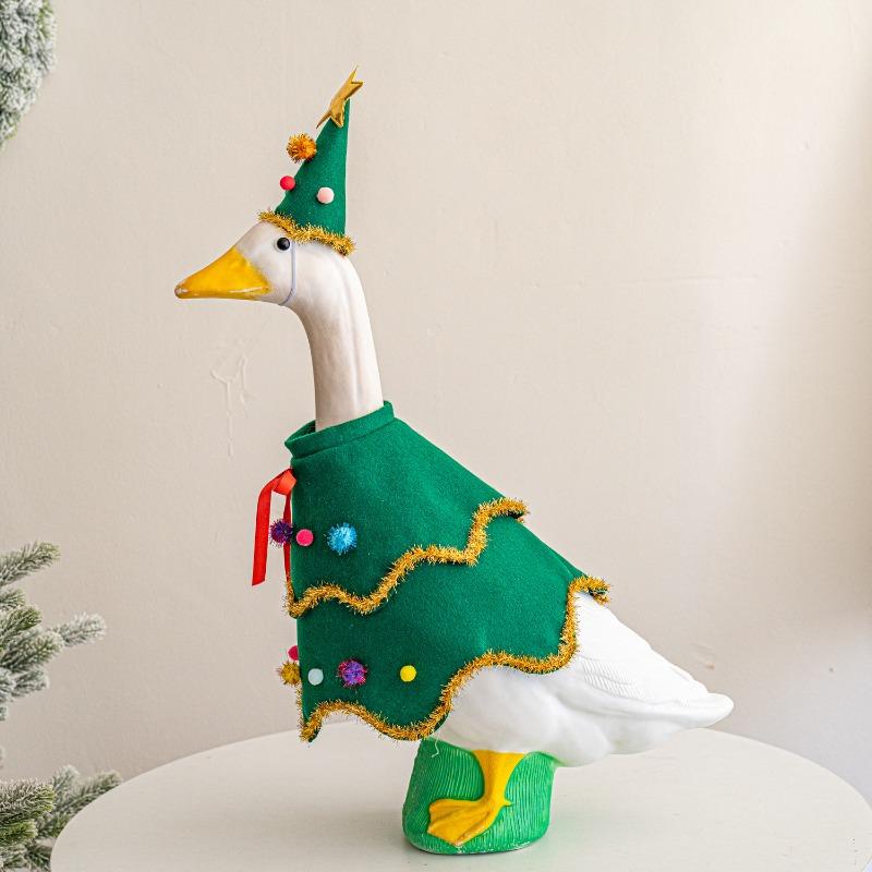 1pcs Christmas Porch Goose Costume Festive Felt Goose Suit for Outdoor Tree Decoration Garden Yard Ornament