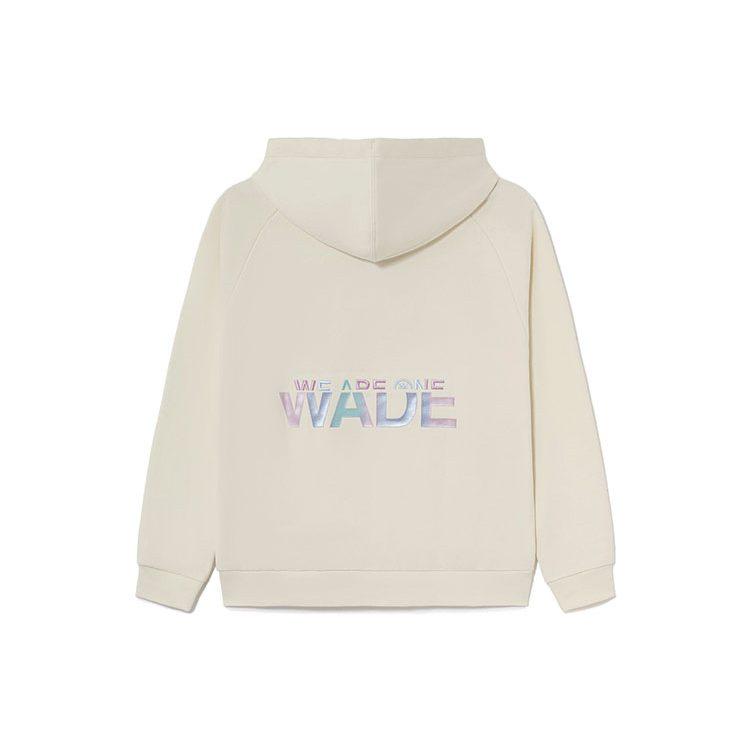 Li Ning Wade Collection, Letter Pattern Fleece Lined Loose Fit Pullover Hooded Sweatshirt Winter Unisex White AWDS115-6