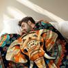 VIKAMA Indian Ethnic Pattern Elephant Fleece Blanket for Boho Apartment Bohemian Room Decor,Couch Cover Birthday Present