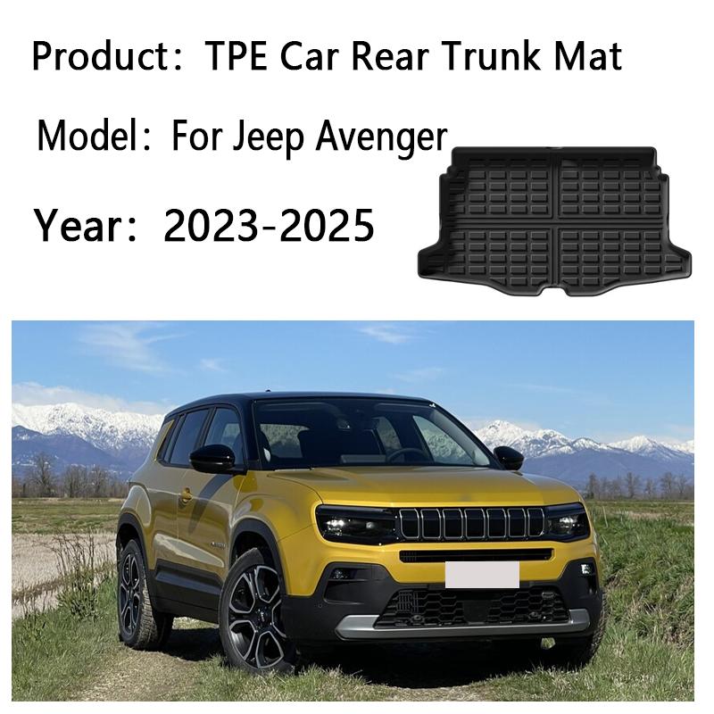 Car Rear Trunk Mats For Jeep Avenger 2023 2024 2025 TPE Carpet Storage Pad Waterproof Cargo Tray Cushions Mats Auto Accessories