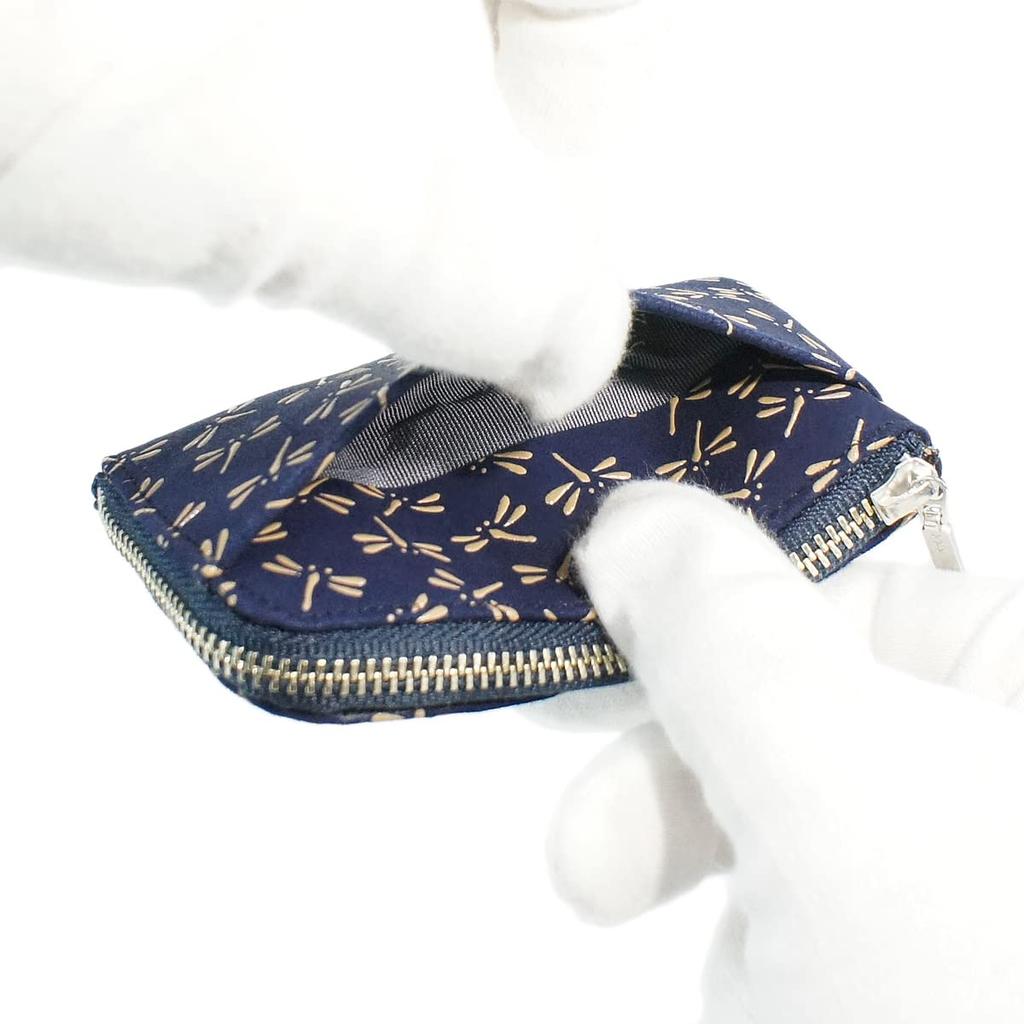 Indenya Inden Coin Purse F Coin Purse 05 Deerskin Navy X White Lacquer Dragonfly Pattern 1005-14-008
