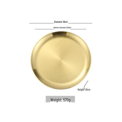 Goldene Runde Servierplatte mit gerolltem Rand für BBQ & Hotpot