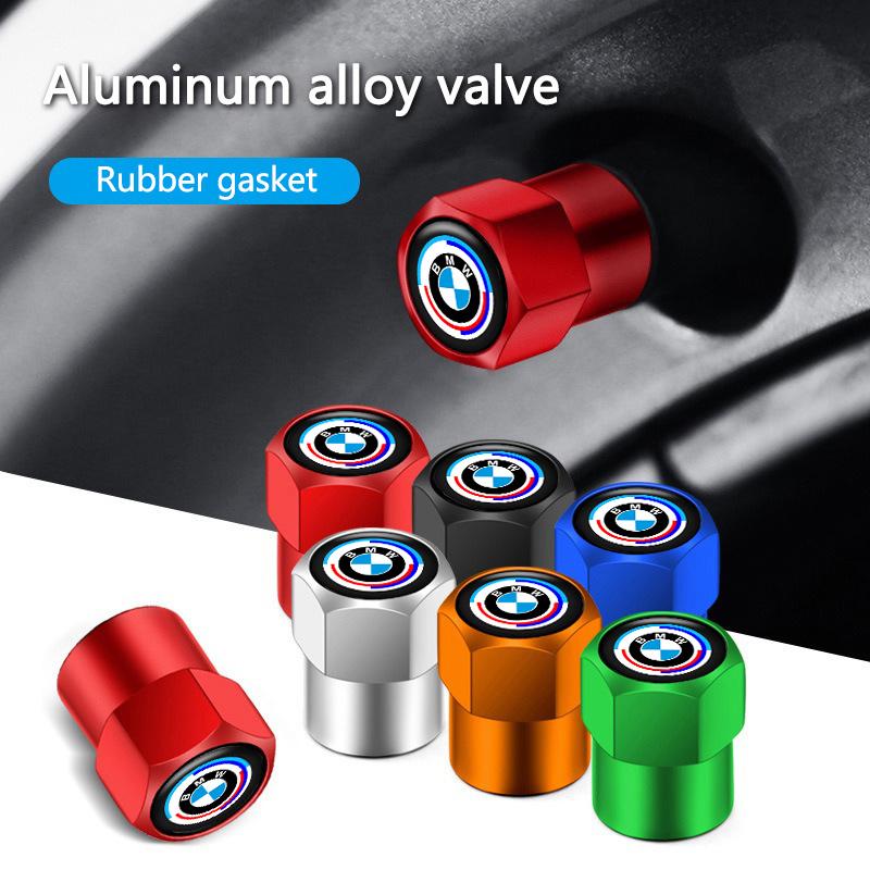 For BMW 1 W E82 4PCS Aluminum Alloy Car Wheel Tire Valve Cap Stem For BMW 50th Kith F30 F10 E90 E46 E60 E70 E39 E36 E87 X7 E92 E91 E28 X3 X1