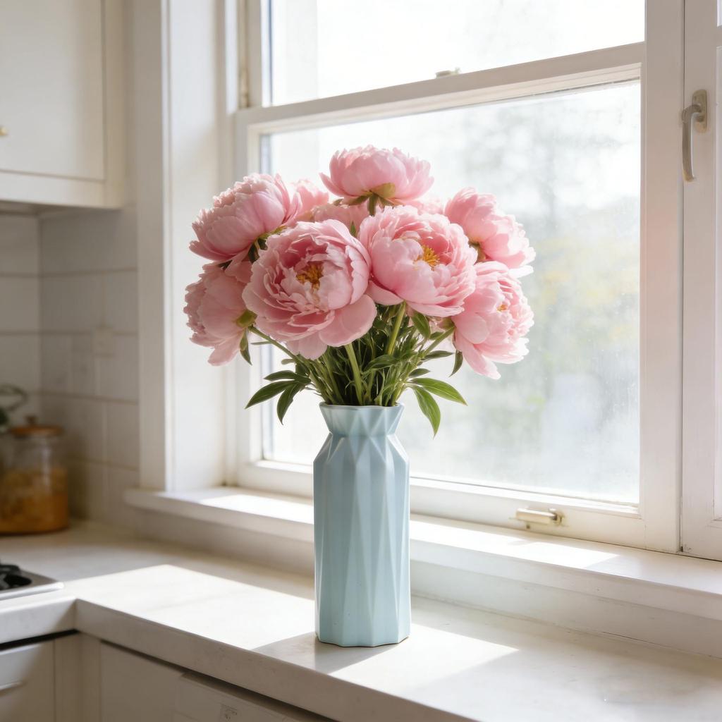 Modern Minimalist Colored Plastic Vase for Home and Dining Table Decor with Dried Flowers
