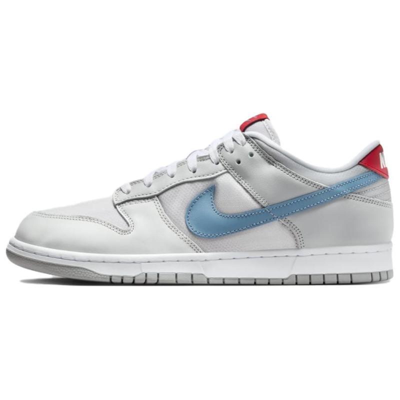 Nike Dunk Low Comfortable and Versatile Low-top Skate Shoes Unisex Silver and Blue