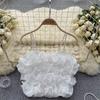 Summer Women's Camisole French Mesh Three-dimensional Flowers High Waist Short Camisole Vest Chic Wrap Tops
