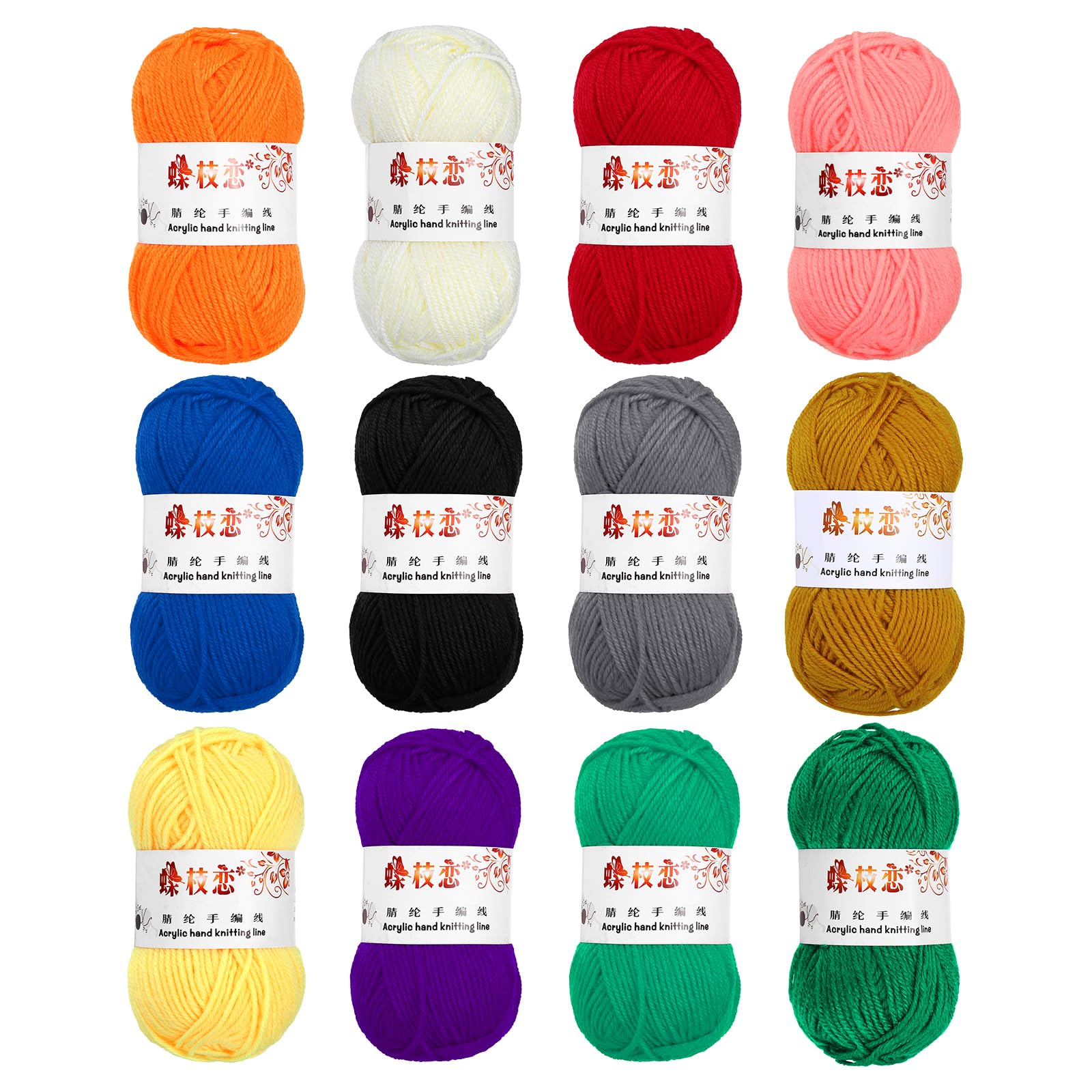 

uxcell 12 мотков пряжи для вязания крючком 4-слойная акриловая пряжа 600 г Спортивная пряжа Моток Мягкая и пушистая пряжа для вязания DIY Вязание крючком Поделка Плед Подарок 1181