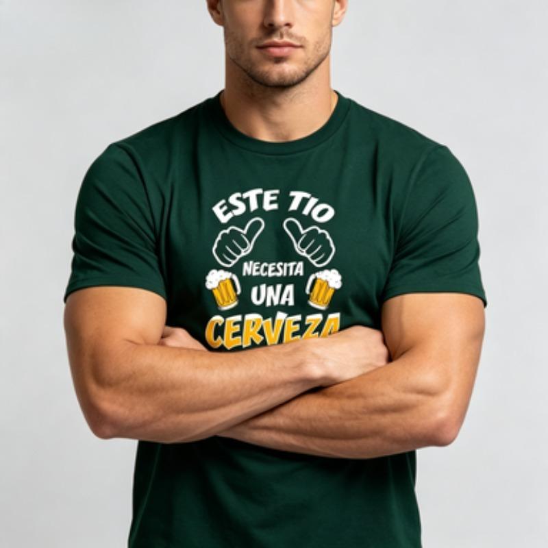 Pure Cotton Unisexs Tee Spanish Funny Beer Cup Thumbs Hand Print Mexican Drinking Party Gift Casual Daily Streetwear Tshirt