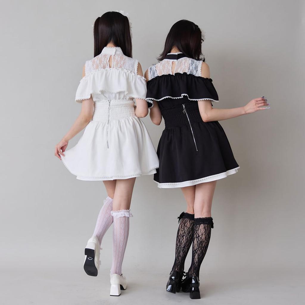 Ruffled Off-the-Shoulder Blouse, Pink, Size M, Landmine Style, Sickly Cute, Mass-Produced, Dream View