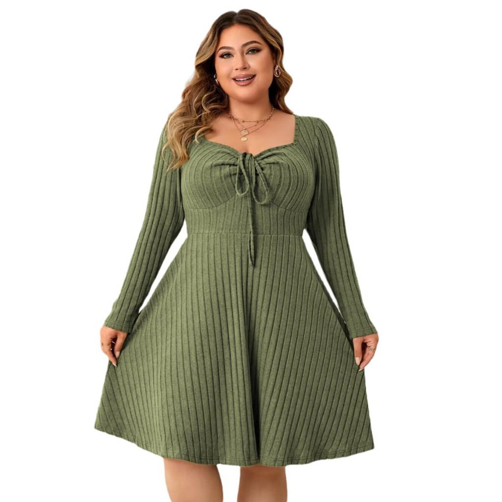 Independent research and development, independent Amazon Europe and the United States new large size dress, square neck dress, cross-border