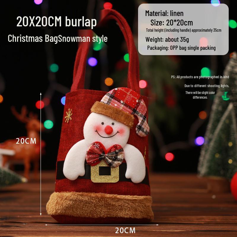 

Christmas Tote Bag with Santa, Snowman, Reindeer Design - Perfect for Kids Gifts and Candy