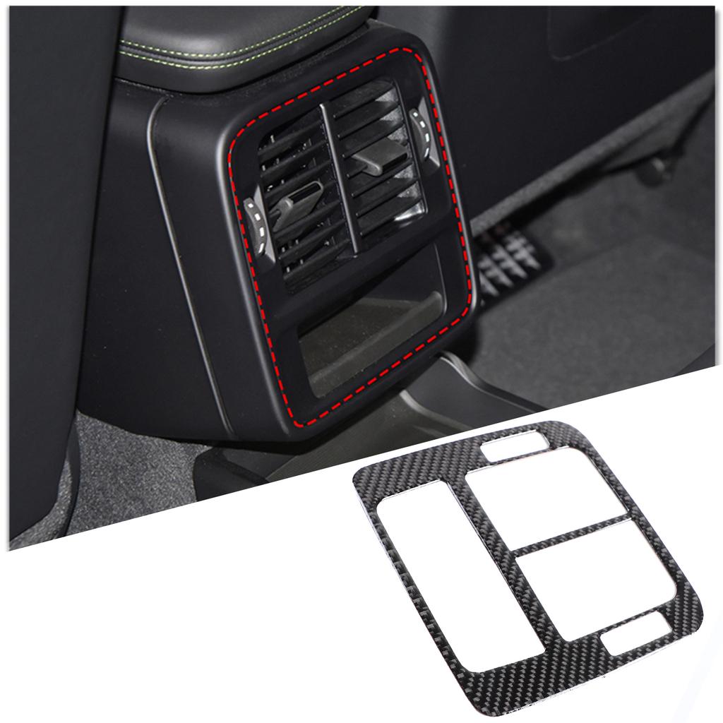 Soft Carbon Fibre For Porsche Taycan 2019-2026 Rear Air Conditioning Control Panel Outlet Vent Cover Sticker Accessories