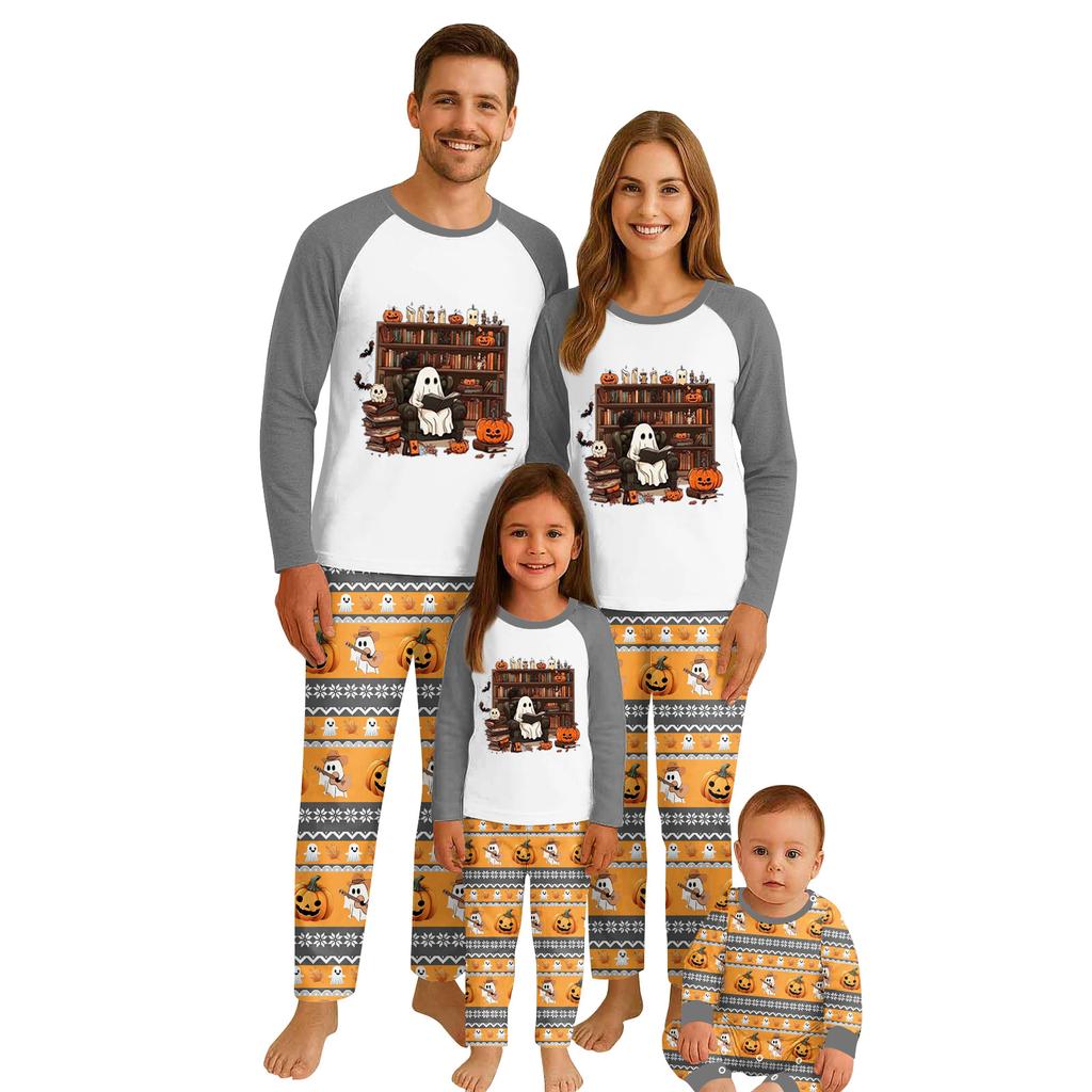 Print Cute Family Set Pajamas, Home Clothes, Family Set Long Sleeve Top Pants Set