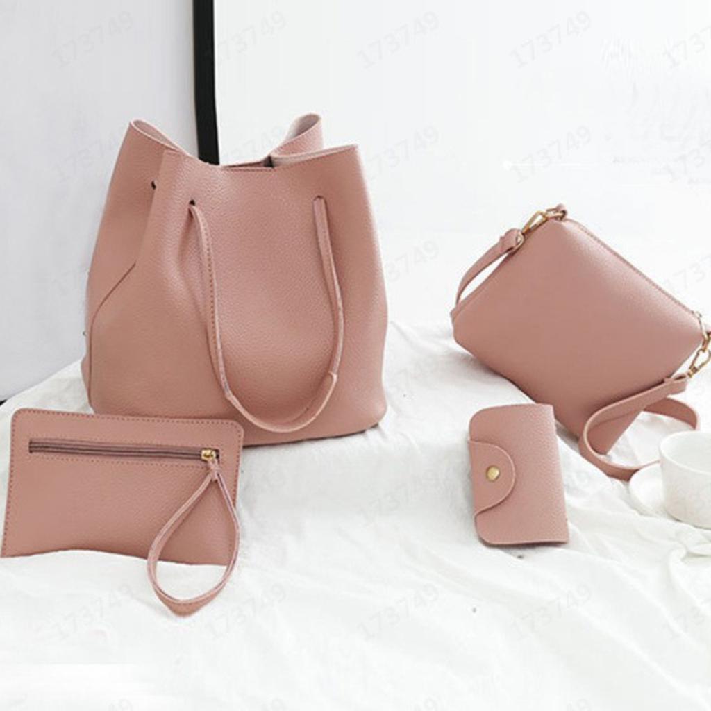 4 Pieces Women Bags Set Stylish Female Wallet Pu Leather Shoulder Messenger Tote Bag Fashion Decor Accessory